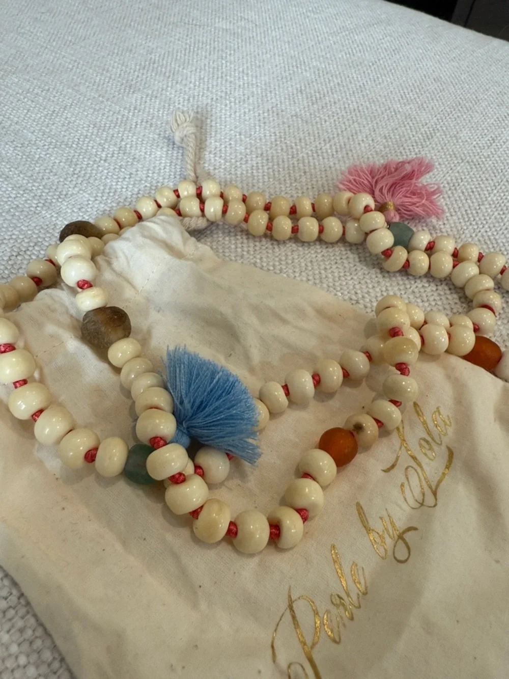 Perle by Lola - Beaded Tassel Necklace with Colorful Pendant - Picture 6 of 7